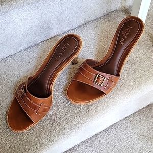 Pre loved Cognac Lauren by Ralph Lauren Cork heels